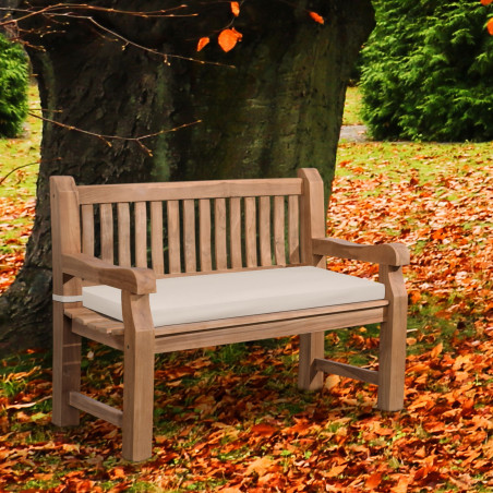 Banc Jackson en teck avec coussin d'assise 120 cm + teck cr?me
