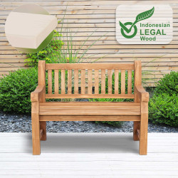 Banc Jackson en teck avec coussin d'assise 120 cm + teck cr?me