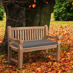 Banc Jackson en teck avec coussin d'assise 120 cm + teck gris foncé
