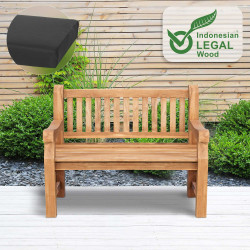 Banc Jackson en teck avec coussin d'assise 120 cm + teck gris fonc?