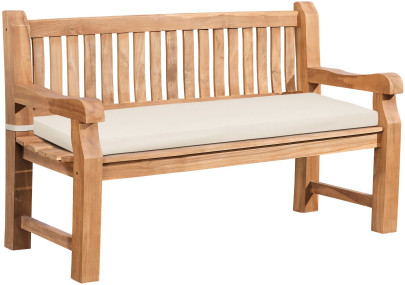 Banc Jackson en teck avec coussin d'assise 150 cm + teck crème