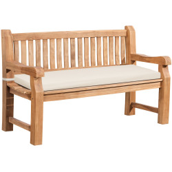 Banc Jackson en teck avec coussin d'assise 150 cm + teck crème