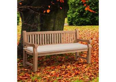 Banc Jackson en teck avec coussin d'assise 180 cm + teck crème