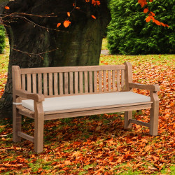 Panchina da Giardino in Teak Jackson con Cuscino crema,166x48x8 cm