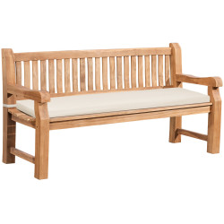 Banc Jackson en teck avec coussin d'assise 180 cm + teck crème