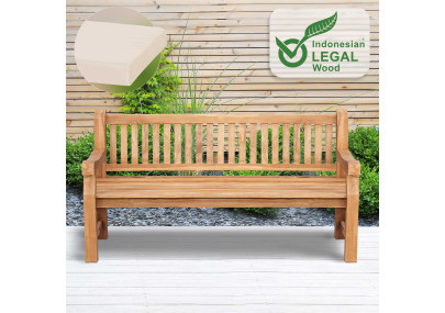 Banc Jackson en teck avec coussin d'assise 180 cm + teck crème