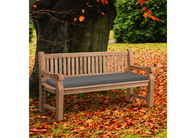 Banc Jackson en teck avec coussin d'assise 180 cm + teck gris foncé