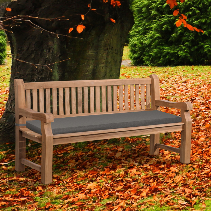 Panchina da Giardino in Teak Jackson con Cuscino grigio scuro,166x48x8 cm