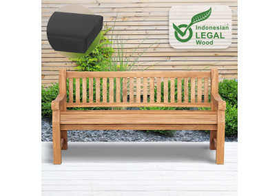 Banc Jackson en teck avec coussin d'assise 180 cm + teck gris foncé