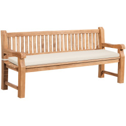Banc Jackson en teck avec coussin d'assise 200 cm + teck crème
