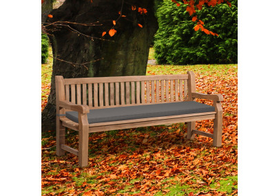 Banc Jackson en teck avec coussin d'assise 200 cm + teck gris foncé