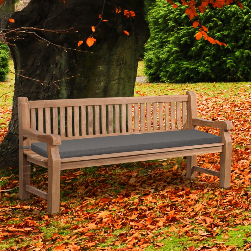 Banc Jackson en teck avec coussin d'assise 200 cm + teck gris fonc?