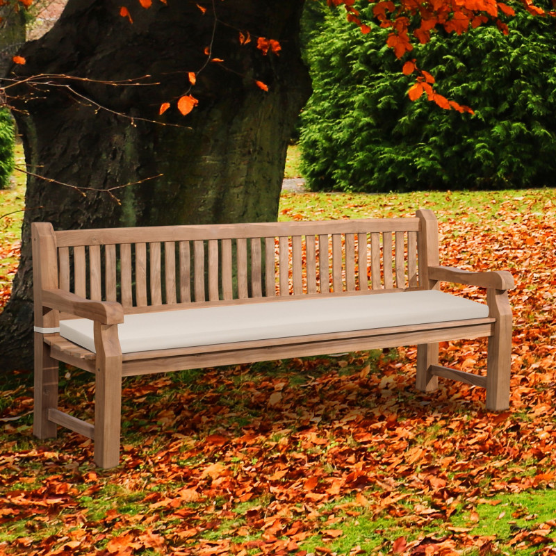 Panchina da Giardino in Teak Jackson con Cuscino crema,206x48x8 cm