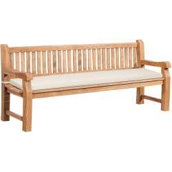 Panchina da Giardino in Teak Jackson con Cuscino crema,206x48x8 cm