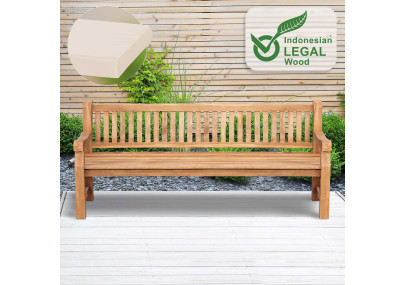 Banc Jackson en teck avec coussin d'assise 220 cm + teck crème