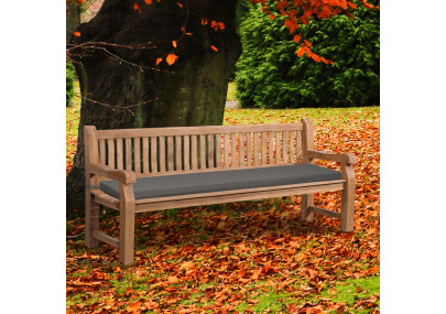 Panchina da Giardino in Teak Jackson con Cuscino grigio scuro,206x48x8 cm