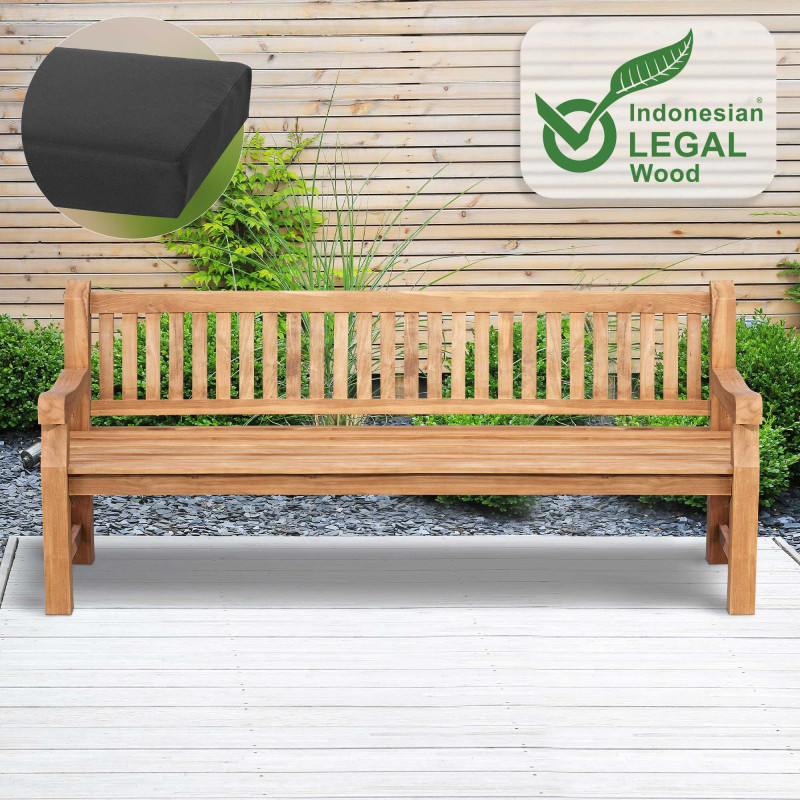 Teakbank Jackson mit Sitzkissen 220 cm + teak