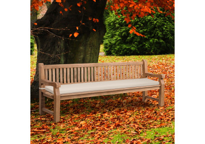 Banc Jackson en teck avec coussin d'assise 240 cm + teck crème