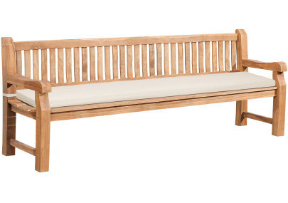 Banc Jackson en teck avec coussin d'assise 240 cm + teck crème
