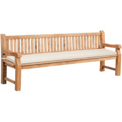 Banc Jackson en teck avec coussin d'assise 240 cm + teck crème