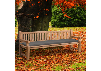 Banc Jackson en teck avec coussin d'assise 240 cm + teck gris fonc?