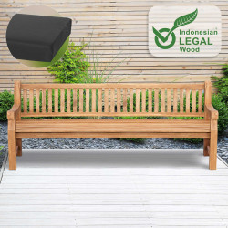 Banc Jackson en teck avec coussin d'assise 240 cm + teck gris fonc?