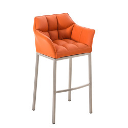 Tabouret de bar Damaso E avec piètement à 4 pieds orange
