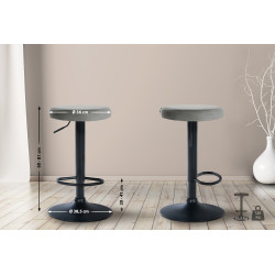 Ensemble de 2 tabourets de bar en velours Ponte, noirs gris