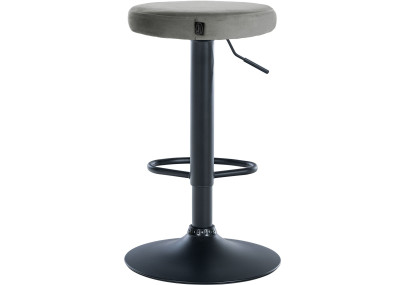 Ensemble de 2 tabourets de bar en velours Ponte, noir et gris