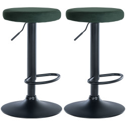 Ensemble de 2 tabourets de bar Ponte, velours, noir/vert