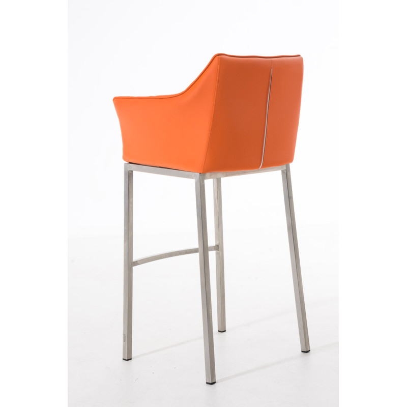 Tabouret de bar Damaso E avec piètement à 4 pieds orange