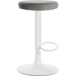 Ensemble de 2 tabourets de bar Ponte, velours, blanc/gris