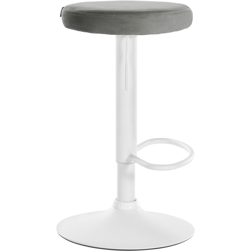 Ensemble de 2 tabourets de bar Ponte, velours, blanc/gris