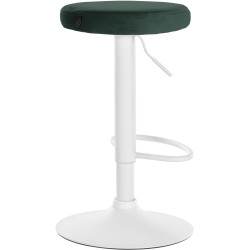 Set de 2 Taburetes de bar Ponte en terciopelo Verde,Metal blanco mate