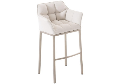 Tabouret de bar Damaso E en tissu avec structure à 4 pieds blanc
