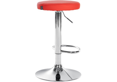 Ensemble de 2 tabourets de bar Ponte, similicuir, rouge chromé