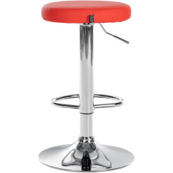 Ensemble de 2 tabourets de bar Ponte, similicuir, rouge chromé