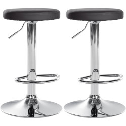 Ensemble de 2 tabourets de bar Ponte, similicuir, chrome, noir