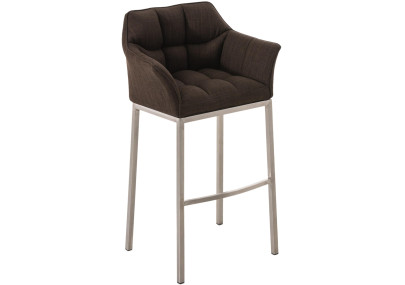 Tabouret de bar Damaso E en tissu avec structure à 4 pieds marron