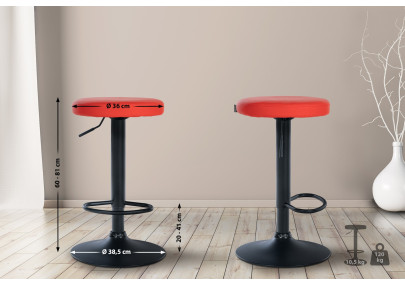 Lot de 2 tabourets de bar Ponte simili cuir noir rouge