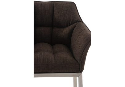 Tabouret de bar Damaso E en tissu avec structure à 4 pieds marron