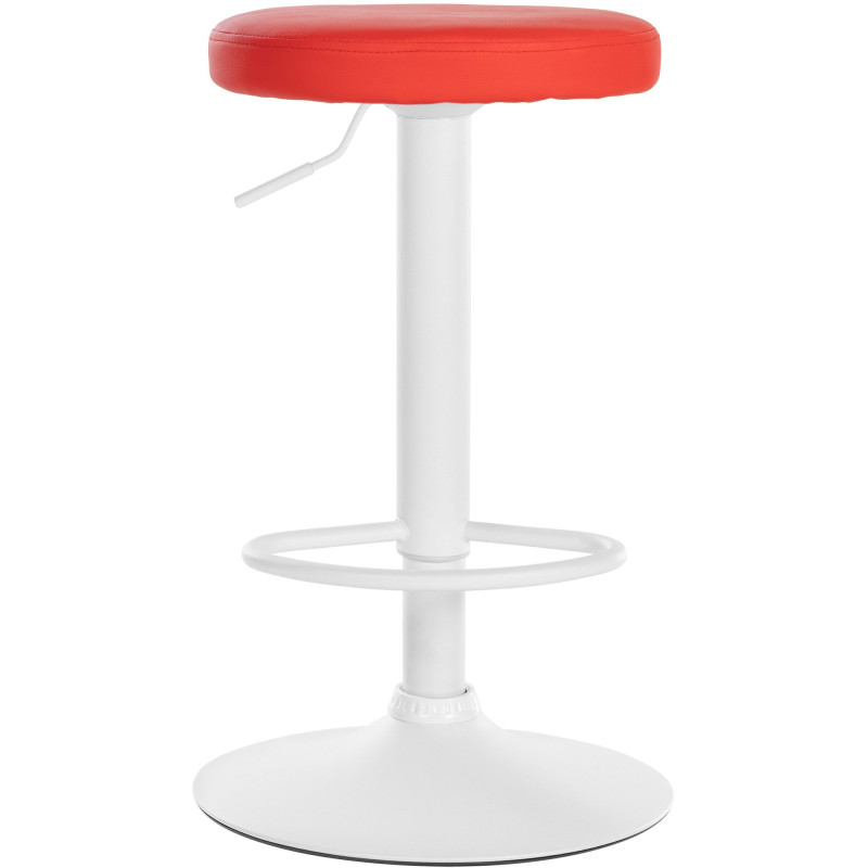 Ensemble de 2 tabourets de bar Ponte, similicuir, blanc/rouge