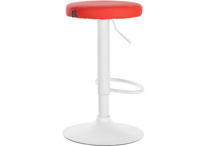 Ensemble de 2 tabourets de bar Ponte, similicuir, blanc/rouge