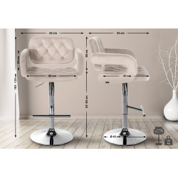 Tabouret de bar Dublin en velours, chromé, crème