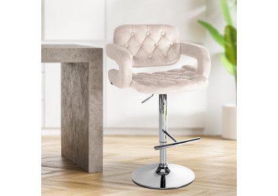 Tabouret de bar Dublin velours chrome crème