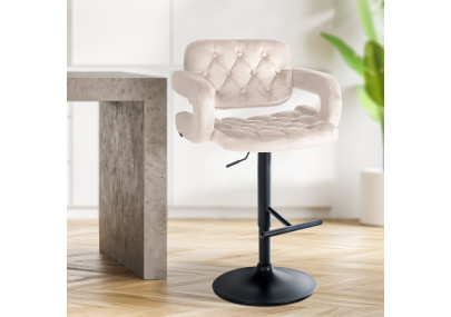 Tabouret de bar Dublin velours noir crème