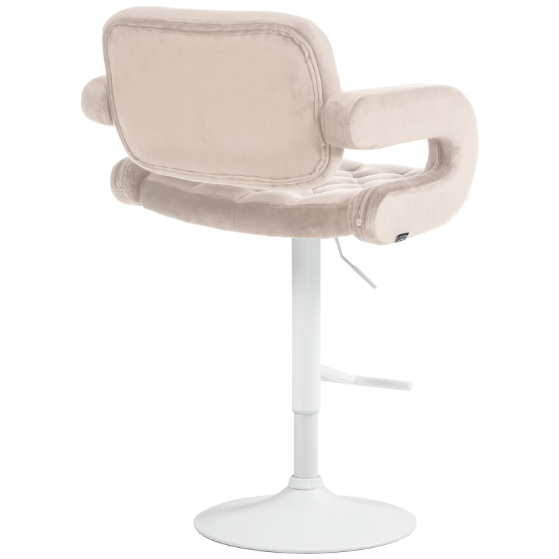 Taburete de bar Dublin en terciopelo Crema,Metal blanco mate