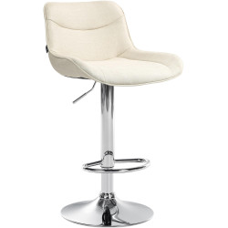 Tabouret de bar Vonore tissu chrome crème