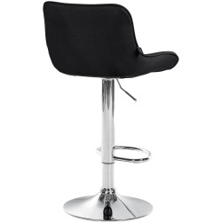 Tabouret de bar Vonore, tissu, chrome, noir