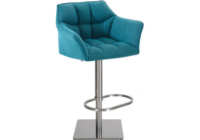 Tabouret de bar Damaso E, tissu turquoise